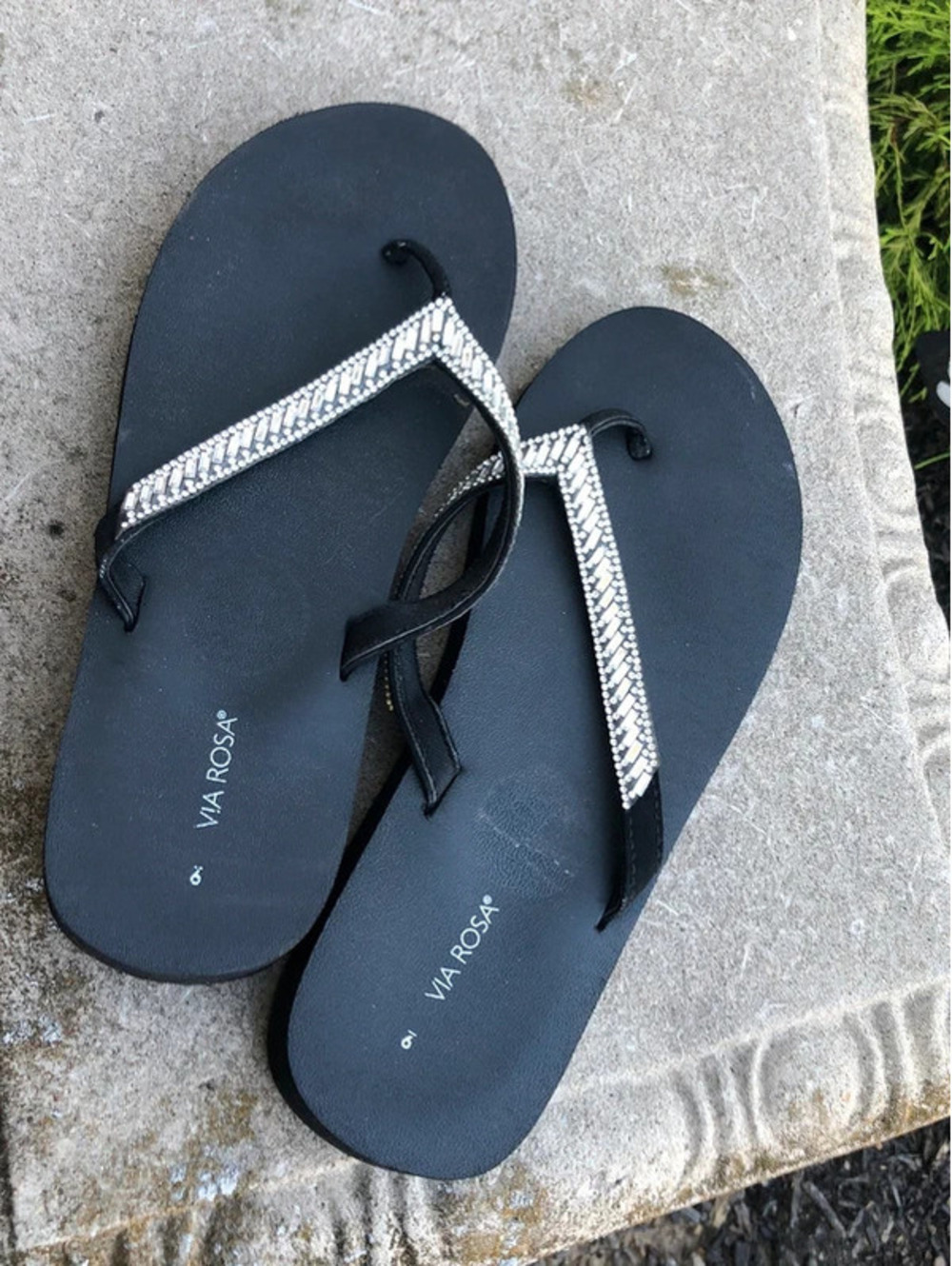 Via Rosa Bling Rhinestone Wedge Sandals Sz 9 💎